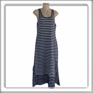 Tommy Bahama Villa Lines Striped Midi Tank Dress Sleeveless Blue White Size XS
